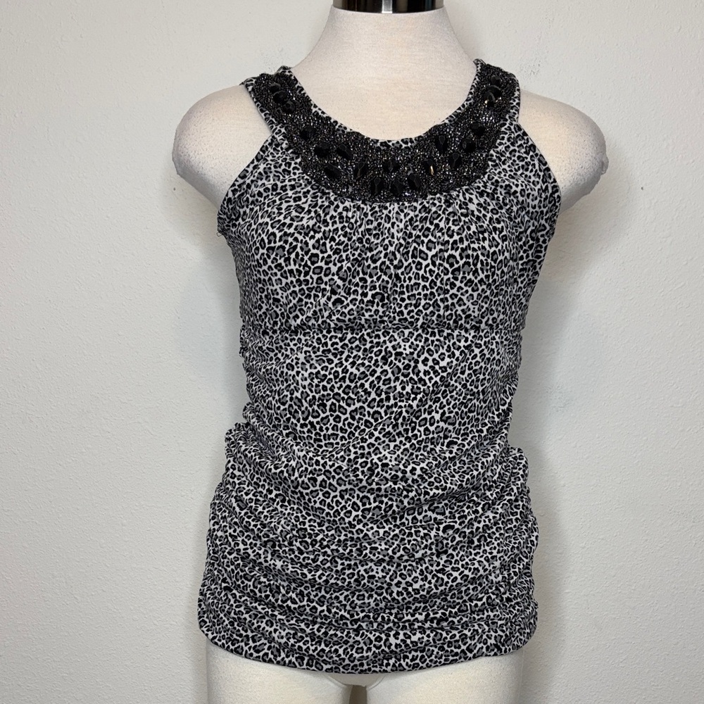 Studio Y size Medium black and white Leopard Print Tank Top